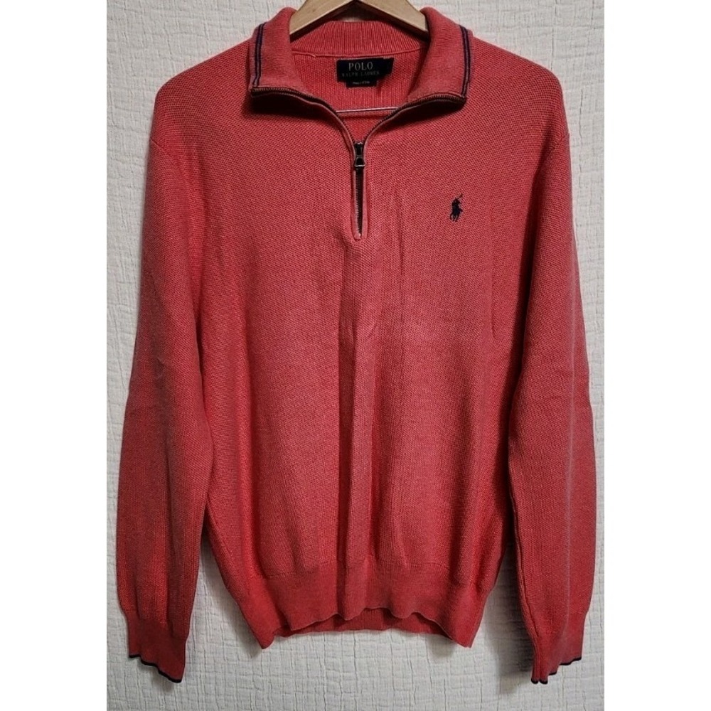 Polo Ralph Lauren Men's Sweatshirt 1/4 Zip Sz XL Rosette Coral Pink Pullover